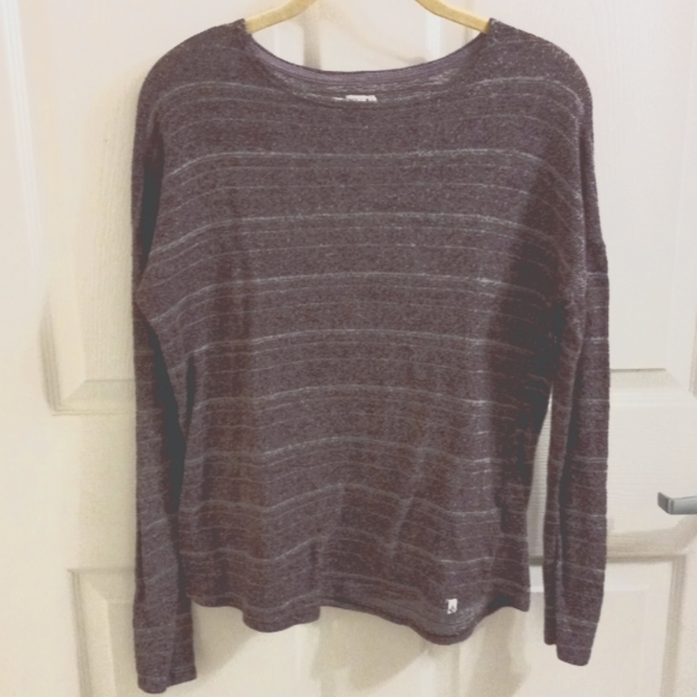 Volcom L purple and white knit top